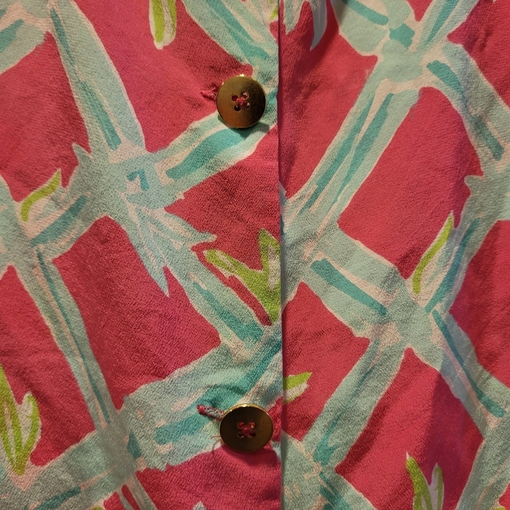 Lilly Pulitzer Iona Shell 100% Silk Sleeveless Button Back Shirt Pink Size Small - Picture 5 of 8